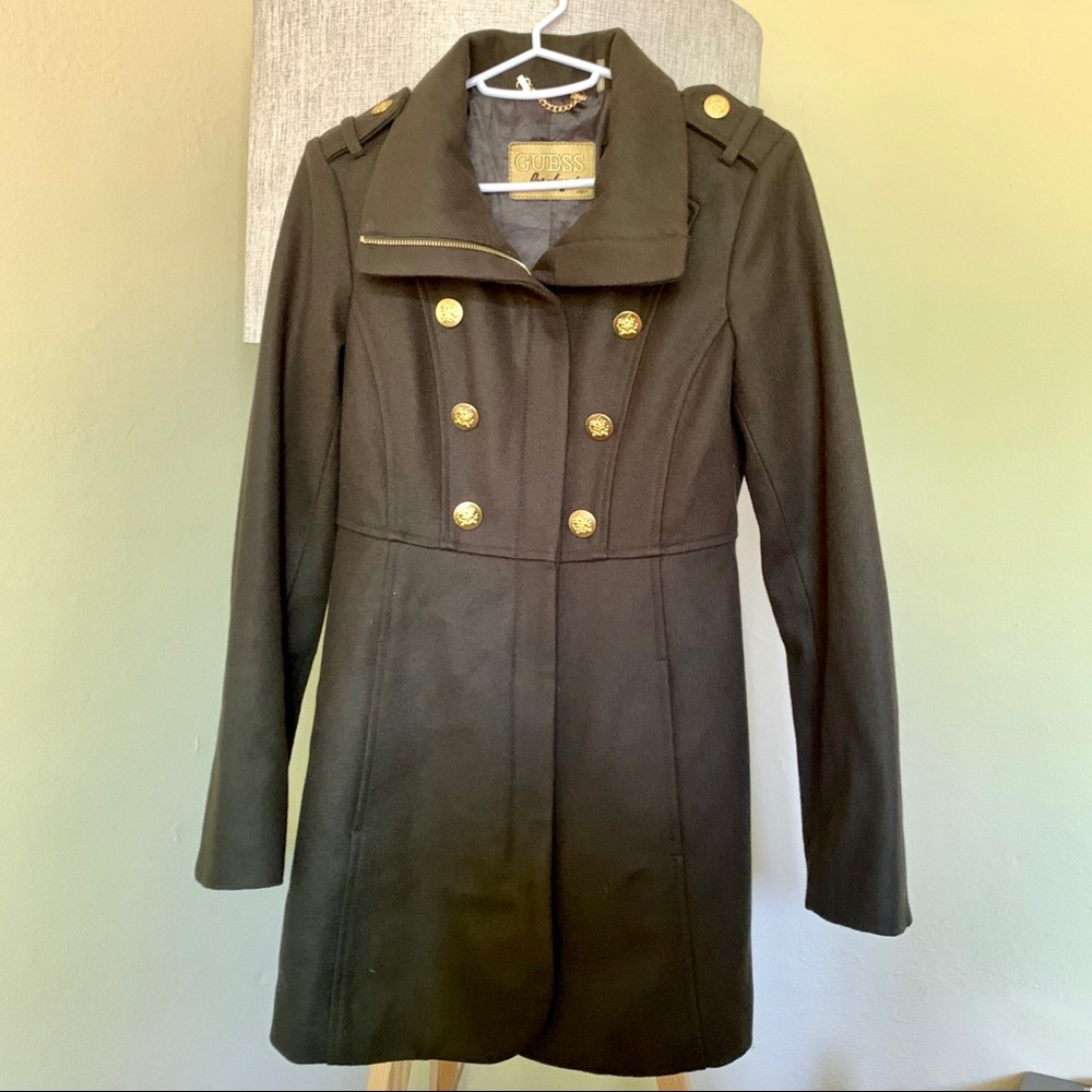 Guess wool olive green coat